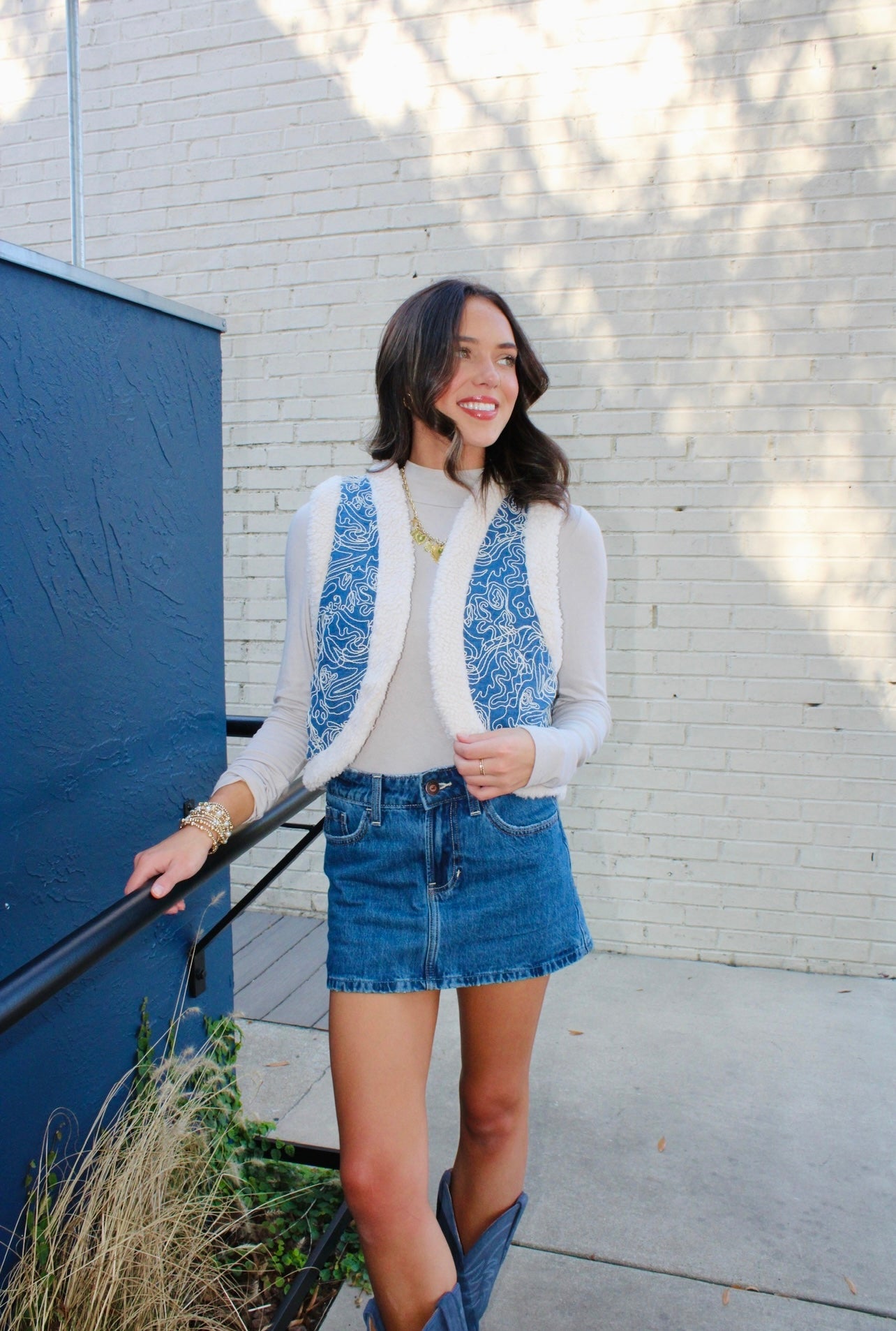 Charlie Denim Fur Vest