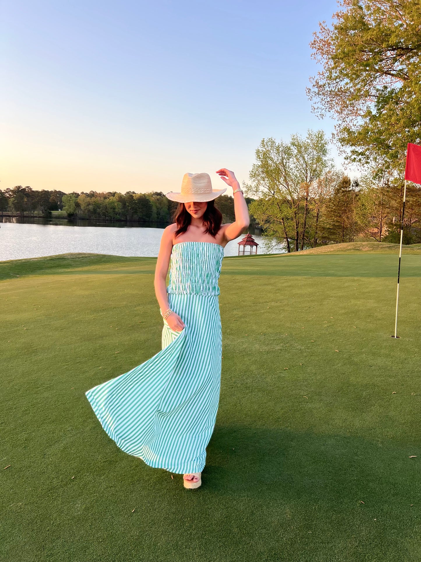 Green Striped Maxi