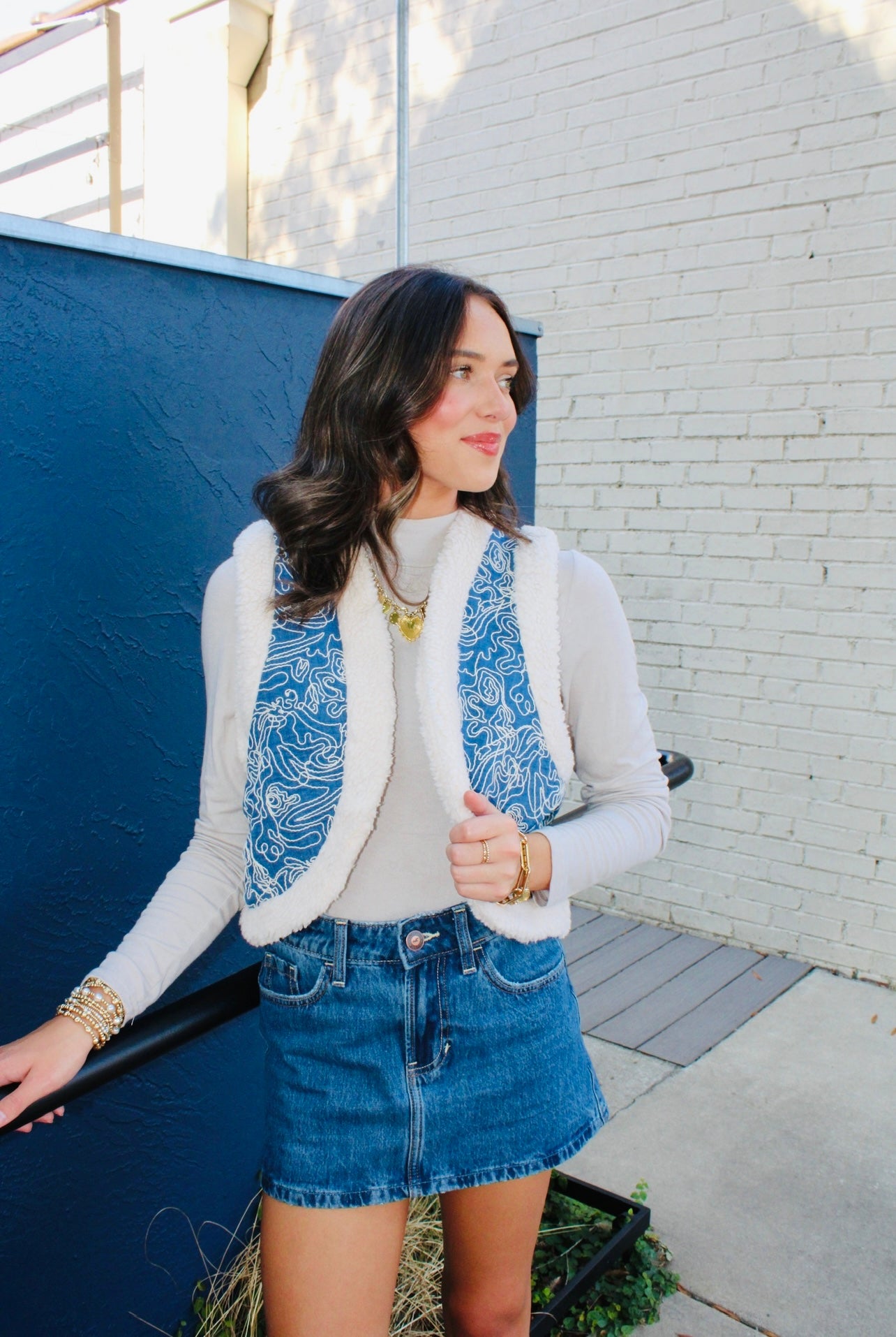 Charlie Denim Fur Vest