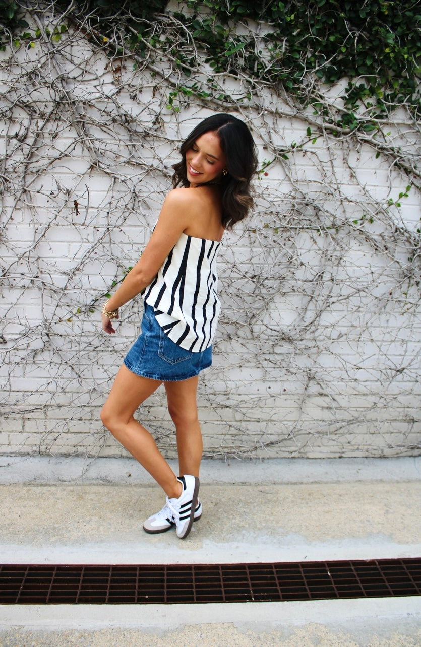 Berkley Striped Strapless Top