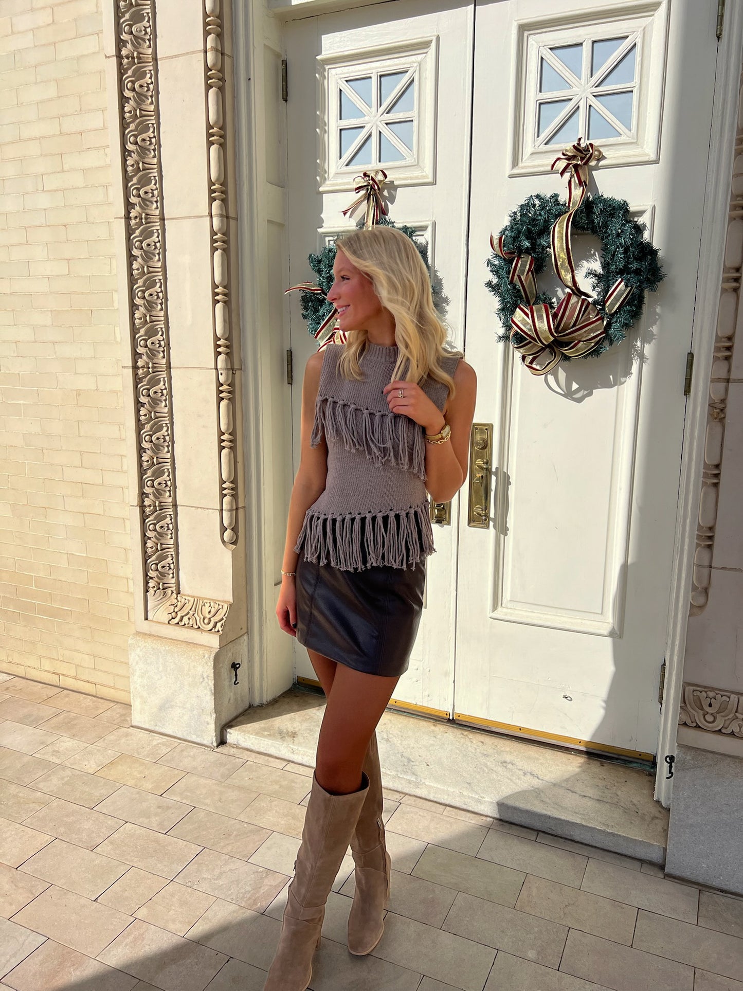 Fringe Knit Sweater Top