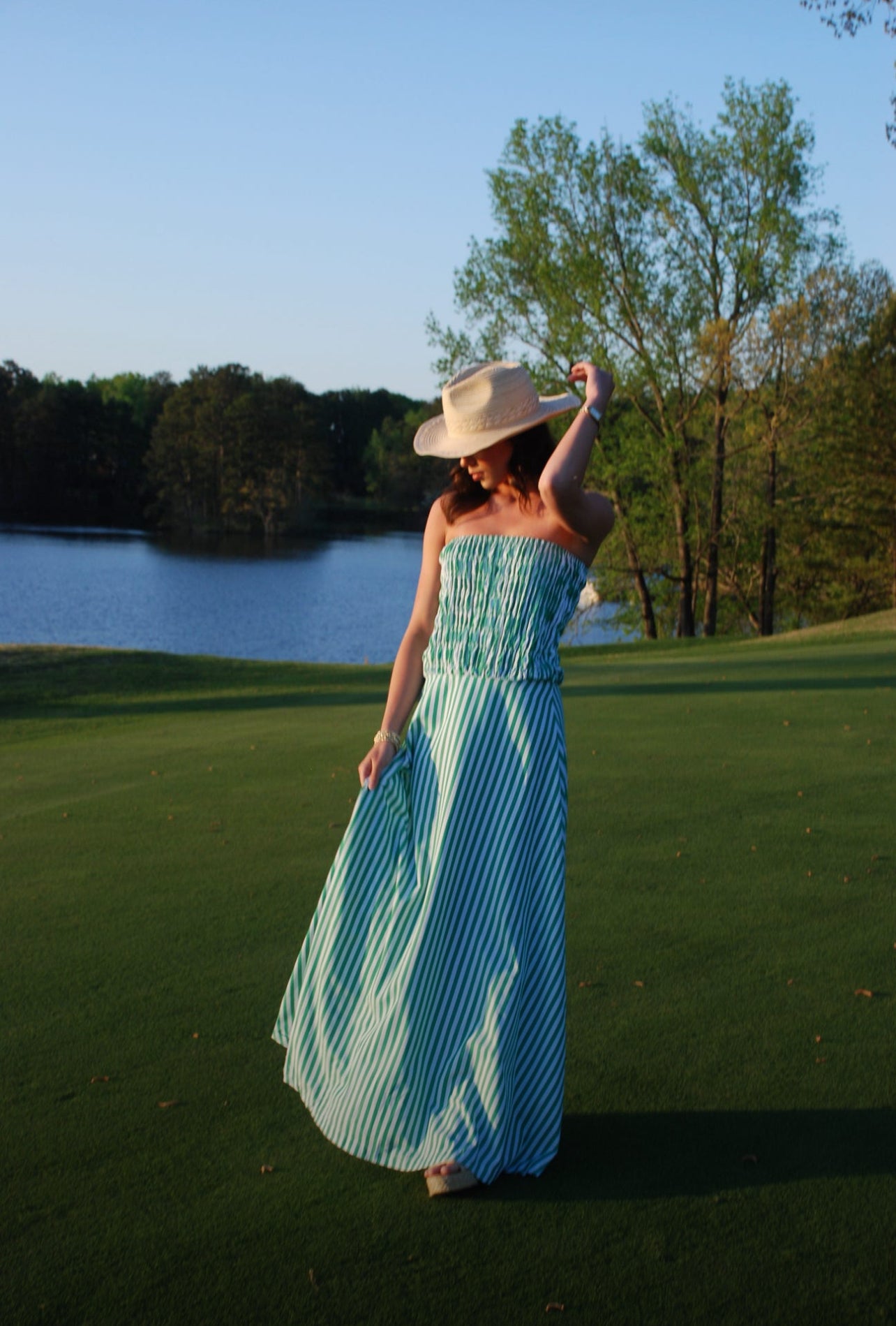 Green Striped Maxi