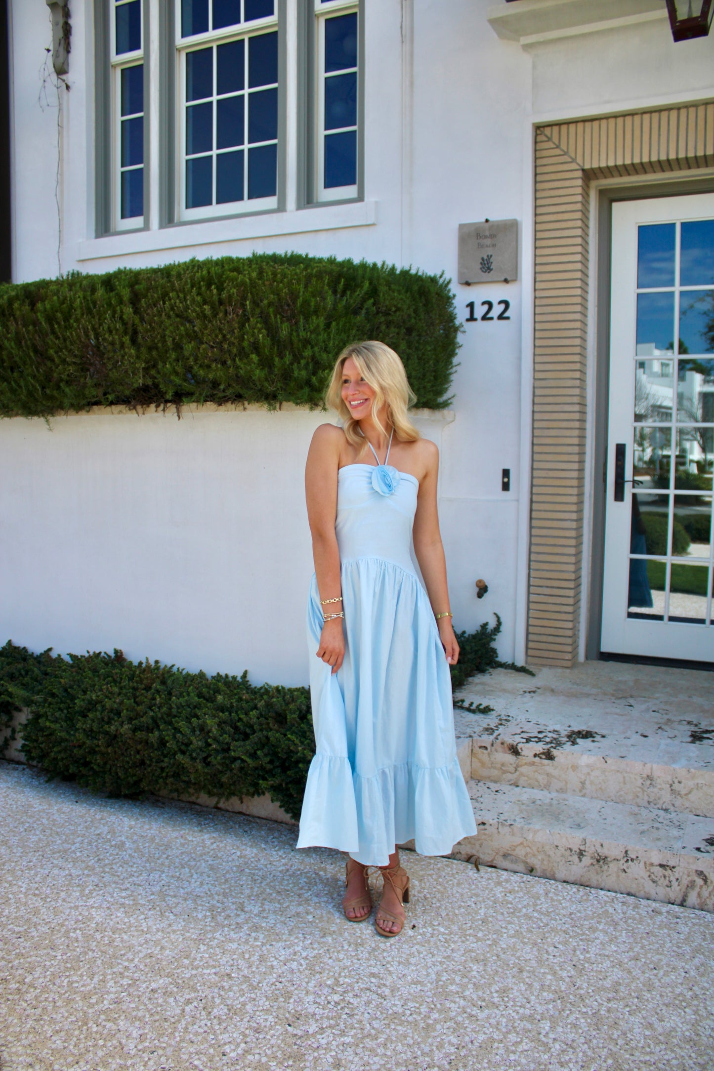 Rosette Halter-Neck Dress