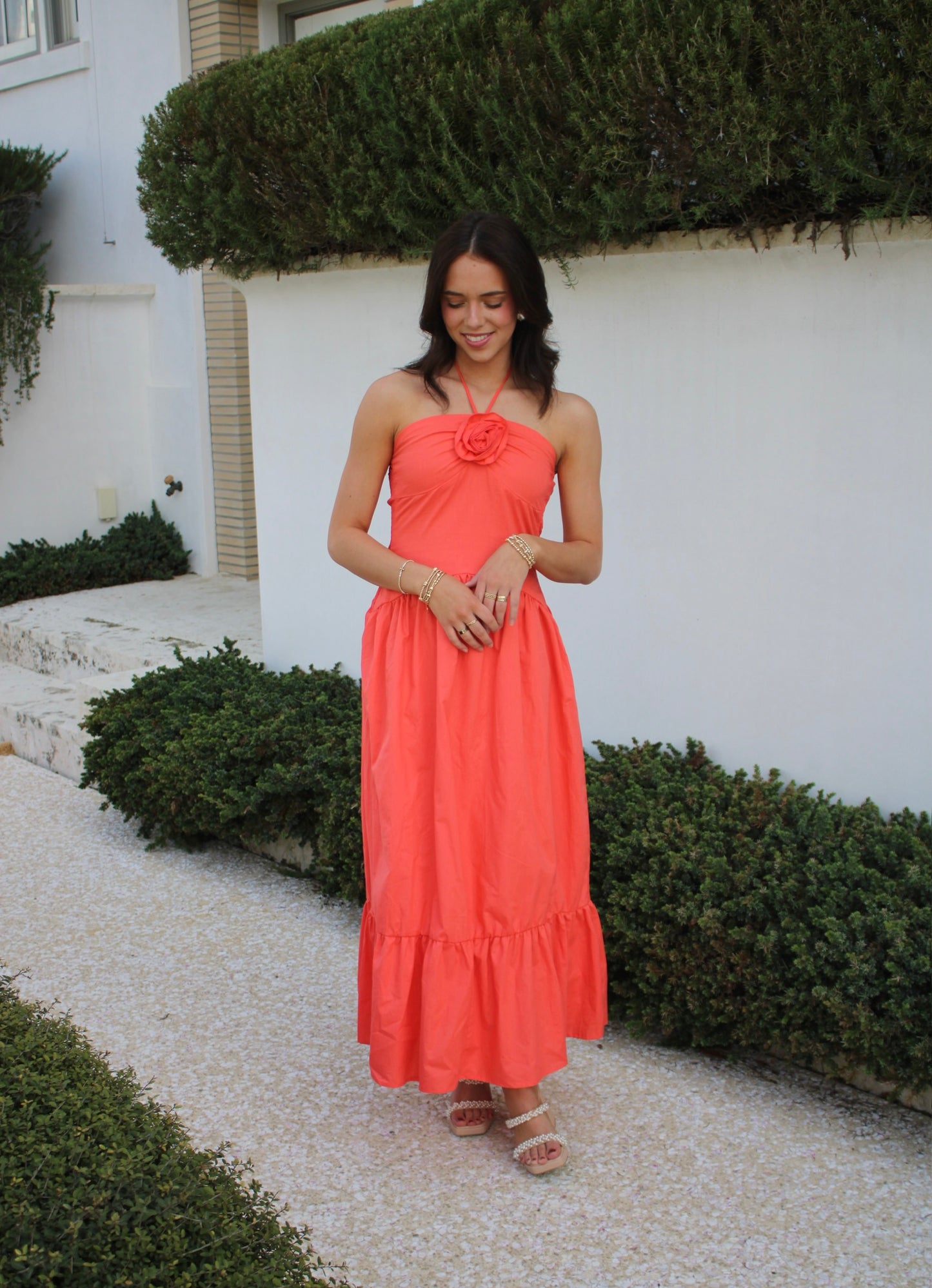 Rosette Halter-Neck Dress