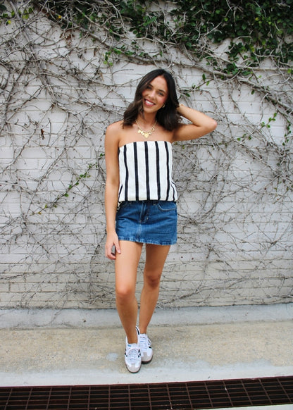 Berkley Striped Strapless Top