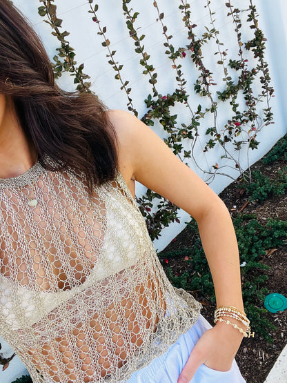 Metallic Knit Top - Gold