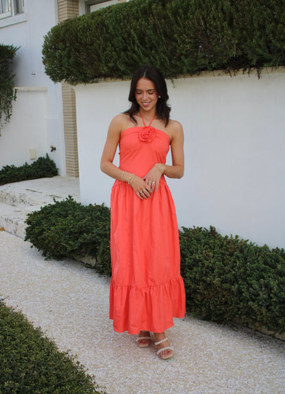 Rosette Halter-Neck Dress